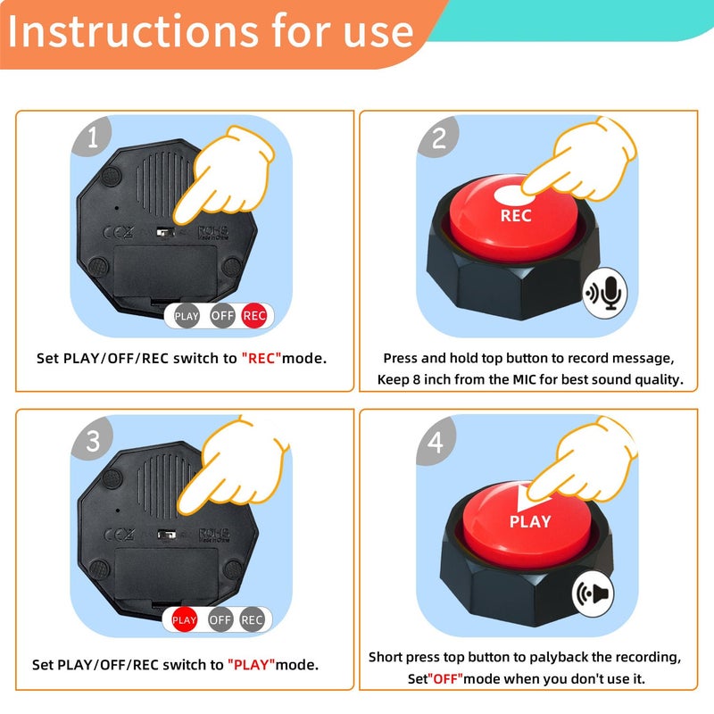 RIBOSY Dog Training Buzzer, Recordable Button, Record and Playback Your Own Message to Train Your Dog Voice What They Wants and Needs - Image 3